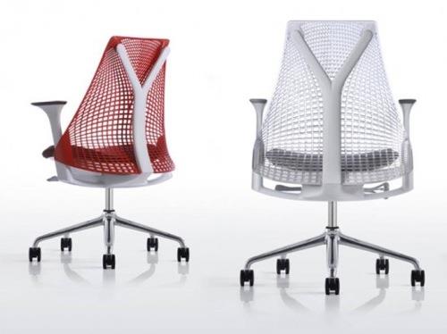 εργονομικές βιώσιμες καρέκλες γραφείου κόκκινη λευκή πλάτη μάσκα πλάτης