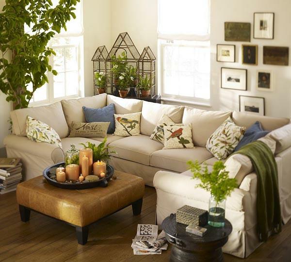 καταπληκτική ανοιξιάτικη διακόσμηση σαλόνι γωνιακός καναπές μαξιλάρι λουλούδια