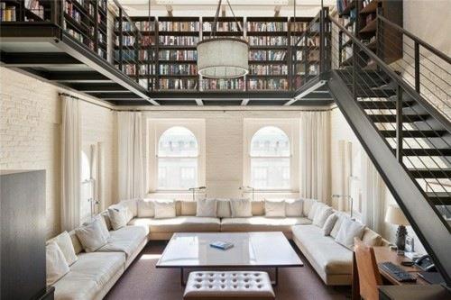 πρωτότυπες πρακτικές βιβλιοθήκες σπιτιού σαλόνι