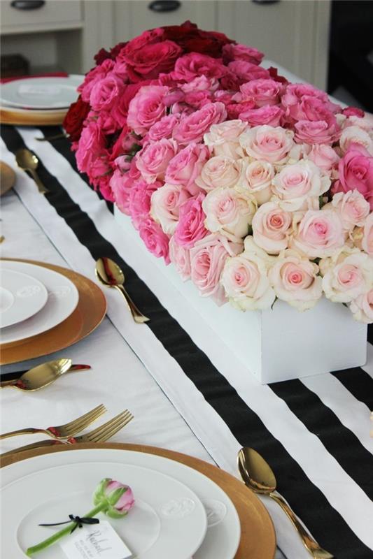 διακοσμήστε τραπέζι τραπεζιού τριαντάφυλλο τριαντάφυλλο ημέρας βαλεντίνου λευκό μαύρο