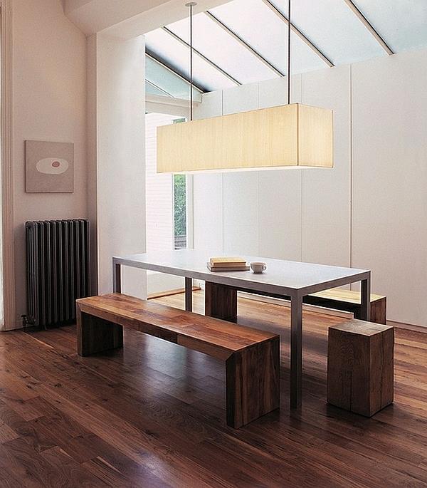 τραπεζαρία ξύλινο πάτωμα ξύλινο πάγκο μοντέρνο μινιμαλιστικό