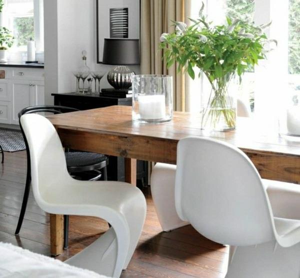 τραπεζαρία με καρέκλες panton καρέκλα λευκές καρέκλες σχεδιαστών