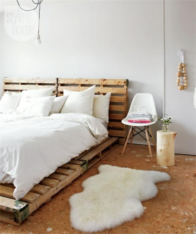 ευρώ παλέτα ξύλινη παλέτα έπιπλα diy ιδέα διπλό κρεβάτι στυλ στο σπίτι