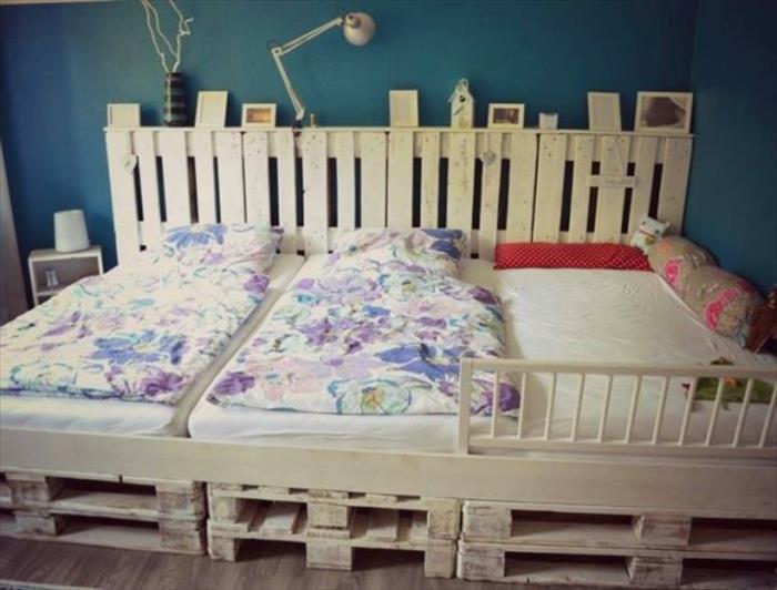 ευρώ παλέτες κρεβάτι έπιπλα παιδικό δωμάτιο κεφαλάρι λευκό τρίκλινο κρεβάτι