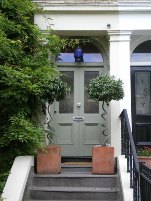 εξωτικά τροπικά φυτά όμορφα γλάστρες ελκυστικό σχέδιο μπροστινής πόρτας