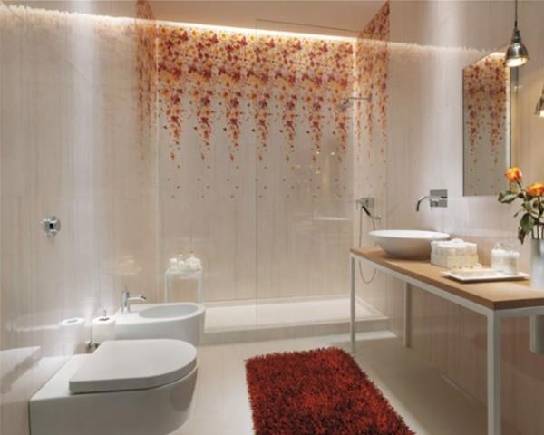 εξωτικές κόκκινες προφορές ιδέες σχεδιασμού μπάνιου