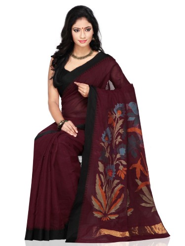 Maroon Handloom Saree su dizaineriu Pallu