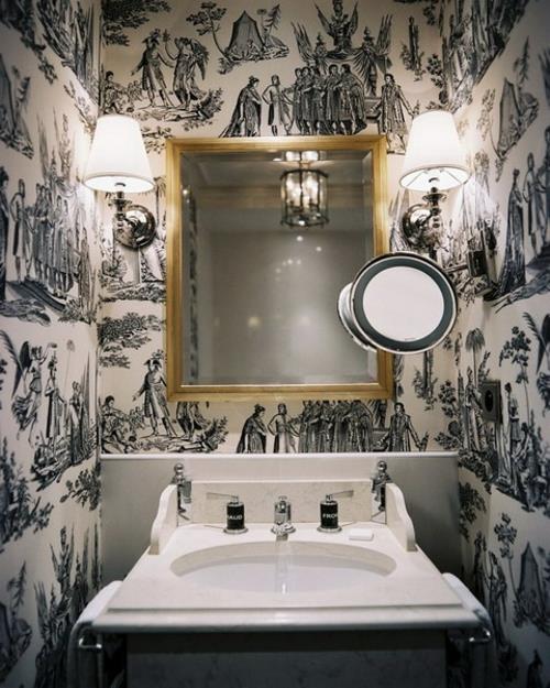 υπερβολική πρωτότυπη ιδέα διακόσμησης μπάνιου ταπετσαρία καθρέφτη τετράγωνο