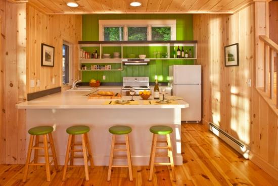χρώματα για τοίχους κουζίνας ιδέες πράσινο κεραμίδι καθρέφτης ξύλου χρώμα