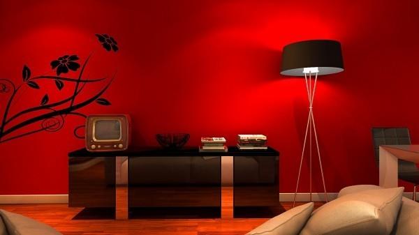 ιδέες για σαλόνι με κόκκινο τοίχο Ιδέες για σαλόνι με φρέσκους κόκκινους τοίχους