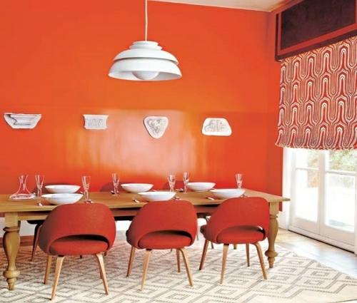 πολύχρωμες ιδέες σχεδιασμού τραπεζαρίας πορτοκαλί φωτεινό ζωντανό
