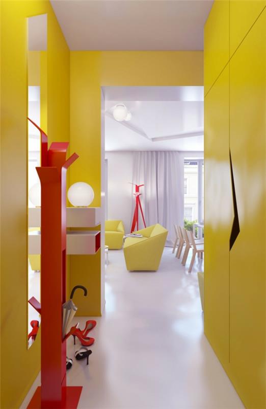 χρώμα σχεδιασμού διάδρομο κίτρινο κόκκινο