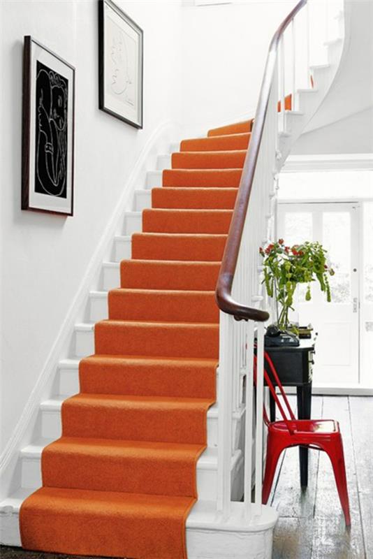 έγχρωμη σχεδίαση ιδέες τοίχου διαδρόμου πορτοκαλί σκάλες δρομέων