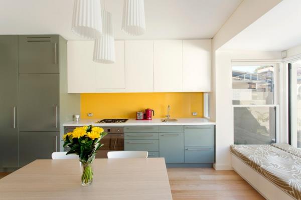 έγχρωμη σχεδίαση επίπλωση κουζίνας ιδέες κουζίνας σχεδιασμός κουζίνας πίσω τοίχος κίτρινος