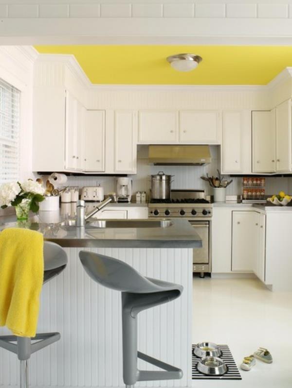 έγχρωμη σχεδίαση κουζίνας επίπλωση κουζίνας ιδέες οροφής δωματίου σε κίτρινο χρώμα
