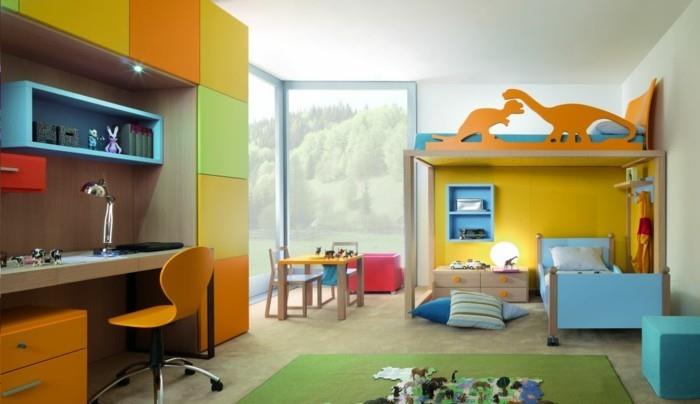 έγχρωμο σχέδιο παιδικού δωματίου ξεχωριστούς χώρους με πολύχρωμα χαλιά