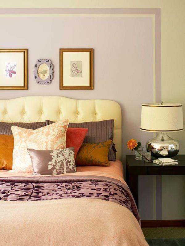 σχεδιασμός χρώματος υπνοδωμάτιο ιδέες χρώματος παστέλ χρώματα μοβ διακόσμηση τοίχου βαφής τοίχου