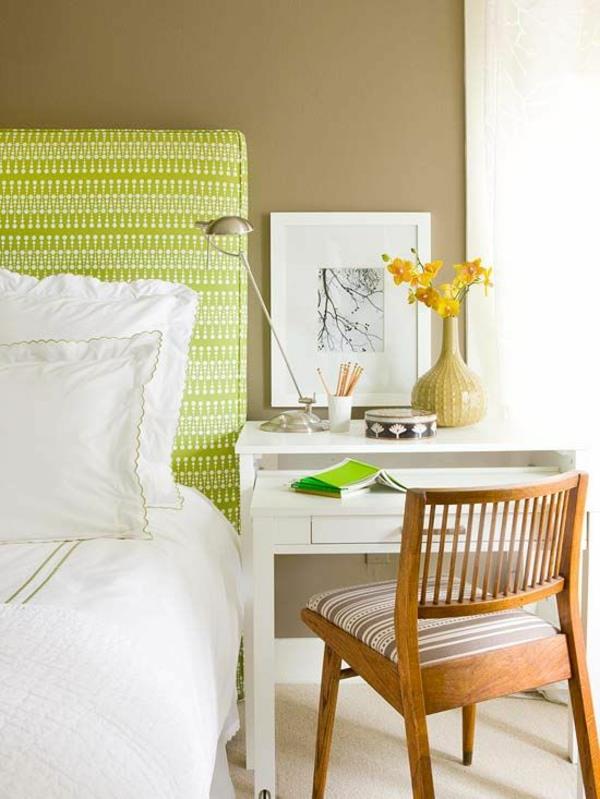 χρώμα σχεδιασμός κρεβατοκάμαρα φωτεινά χρώματα μπεζ χρώμα τοίχου πράσινο λευκό κίτρινο