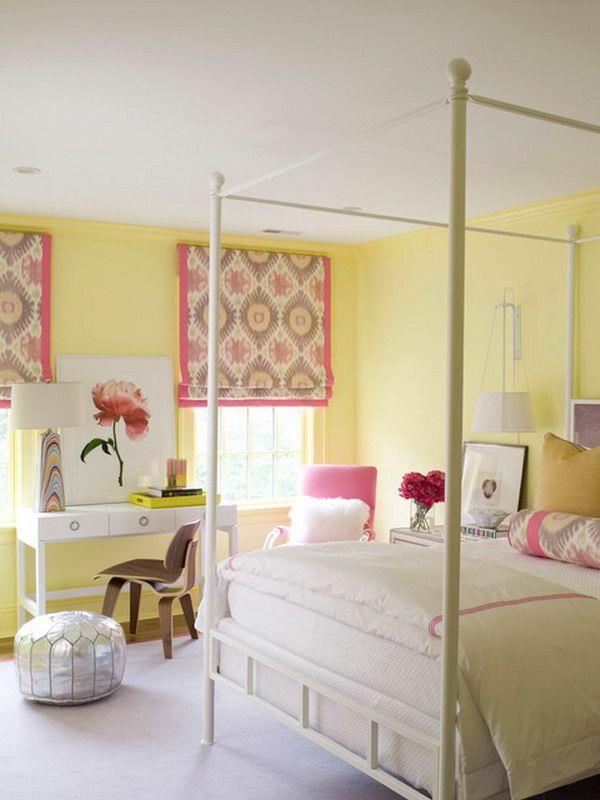 σχεδιασμός χρώματος κρεβατοκάμαρα παστέλ χρώματα κίτρινο τοίχο χρώμα τρόσος τόνους