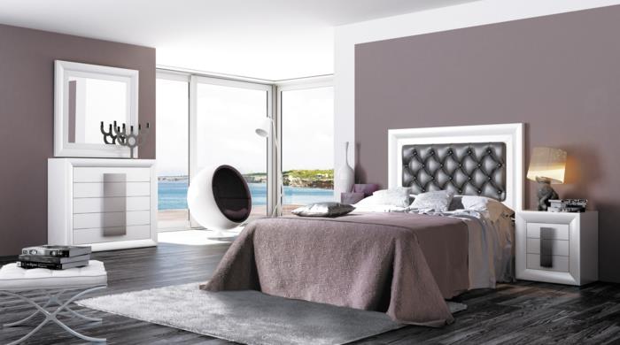 χρώμα σχεδιασμός διακόσμηση τοίχου κρεβατοκάμαρα παστέλ μοβ χρώμα τοίχου