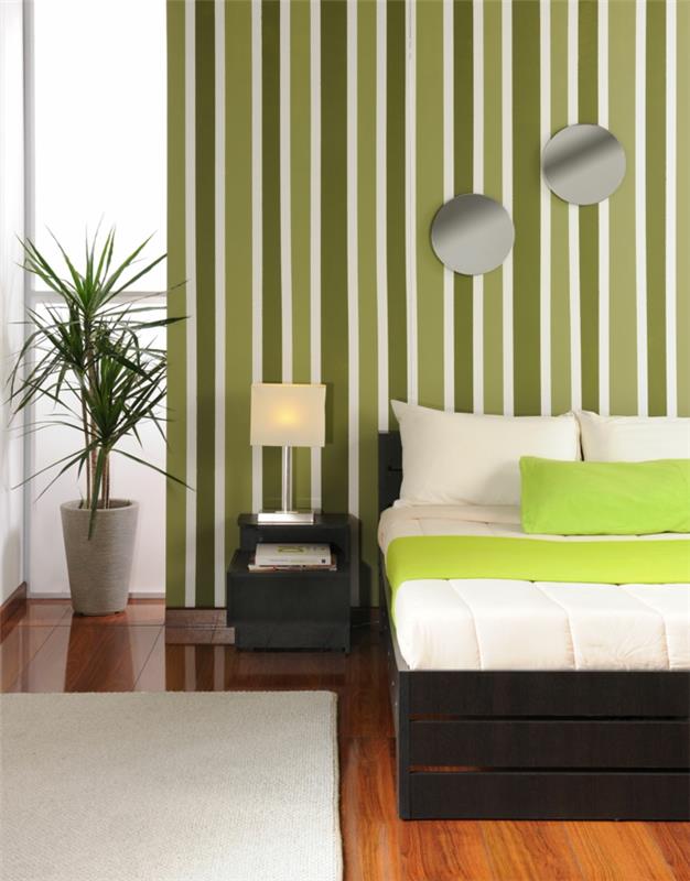 χρώμα σχεδιασμός κρεβατοκάμαρας τοίχος χρώμα πράσινος λευκός τοίχος διακόσμηση σχεδιασμός τοίχου