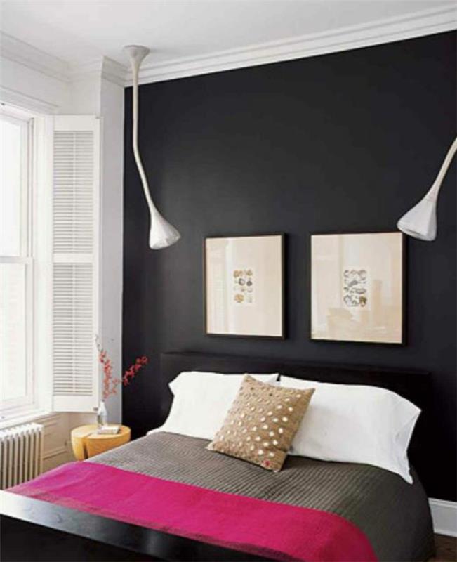 χρώμα-σχέδιο-υπνοδωμάτιο-τοίχος-σχέδιο-τοίχος-σχέδιο-μαύρο