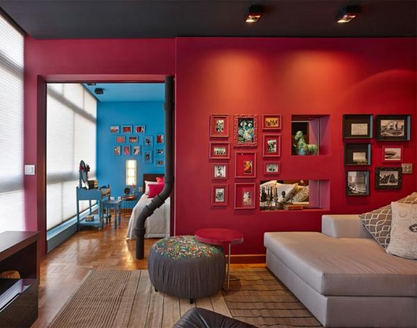 χρώμα σχεδιασμού διαμέρισμα σαλόνι κόκκινο μπεζ