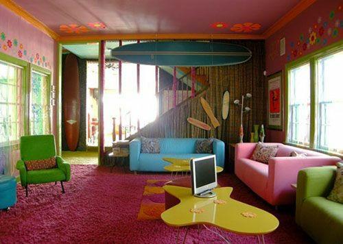 έγχρωμη σχεδίαση σαλόνι έπιπλα ιδέες πολύχρωμα έπιπλα