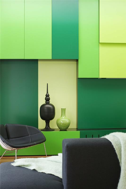 έγχρωμος σχεδιασμός σαλόνι σχεδιασμός τοίχου σχεδιασμός τοίχου πράσινα στοιχεία