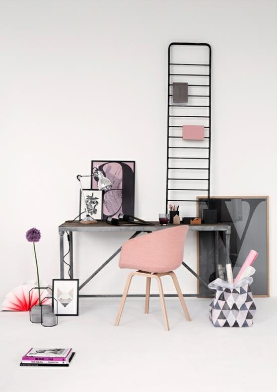 ιδέες χρώματος σε ροζ παστέλ γραφείο γραφείου οικιακής μελέτης χρώματος