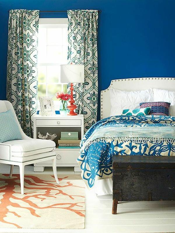 ιδέες χρώματος υπνοδωμάτιο μπλε σχεδιασμός τοίχου πολύχρωμος