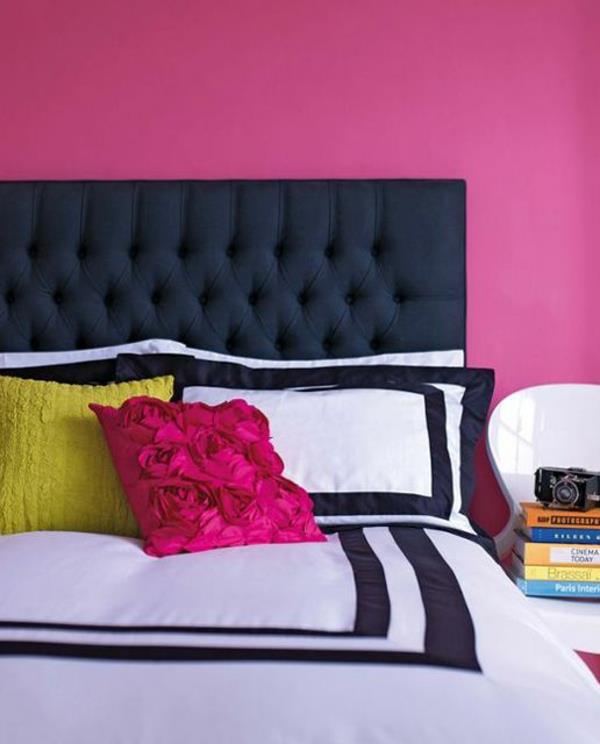 ιδέες χρώματος υπνοδωμάτιο διακόσμηση ροζ τοίχων κρεβάτι