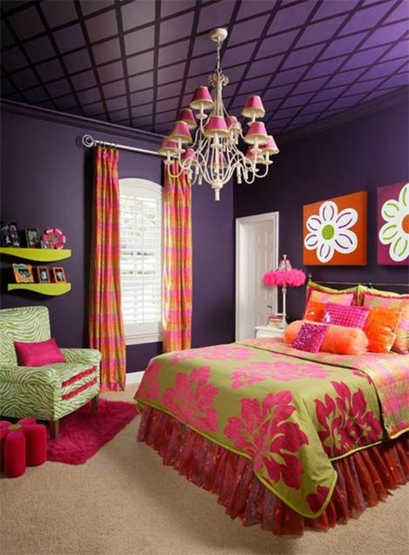 ιδέες χρώματος υπνοδωμάτιο έγχρωμες ιδέες διακόσμησης οροφής