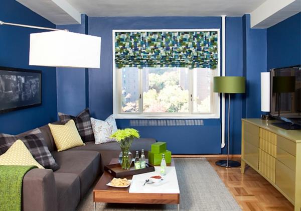 ιδέα χρώματος σαλόνι μπλε τοίχος
