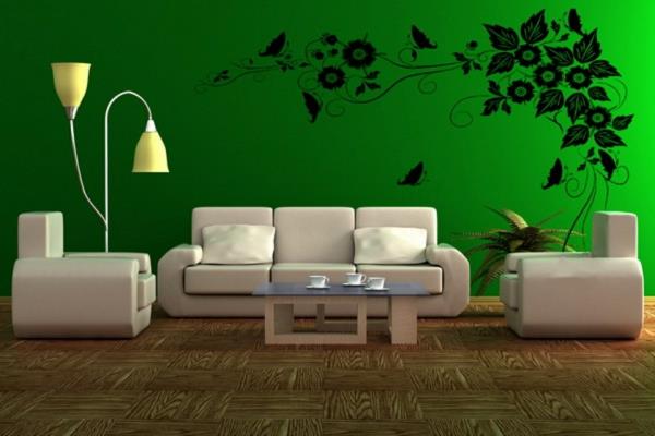 ιδέες χρώματος σαλόνι δυόσμος πράσινος λευκός καναπές