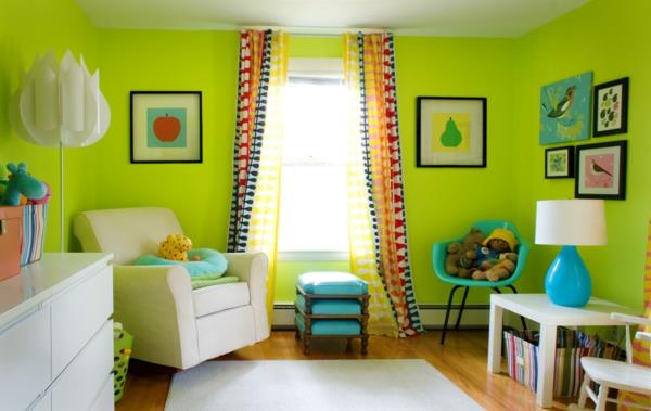 ιδέες χρώματος σαλόνι νέον πράσινο παιδικό δωμάτιο