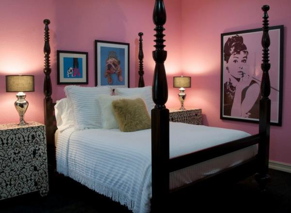 έγχρωμο σχέδιο βρεφικού δωματίου pop art κρεβατοκάμαρα σε ροζ χρώμα