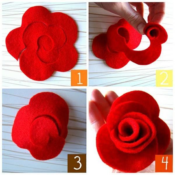 φτιάξτε μόνοι σας χρωματιστά τσόχα λουλούδια ιδέες διακόσμησης tinker τριαντάφυλλο τσόχα
