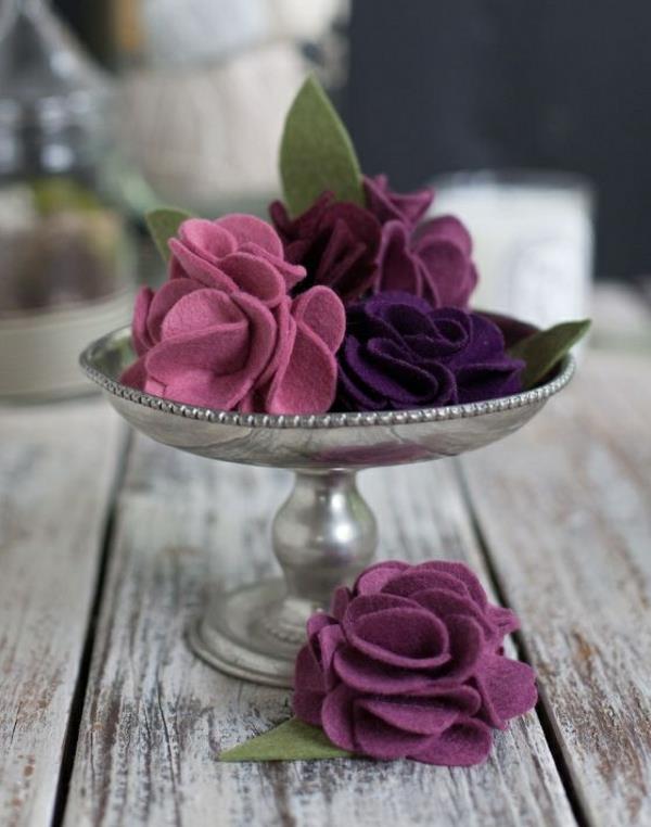χρωματιστά λουλούδια από τσόχα για να φτιάξετε μόνοι σας ιδέες διακόσμησης