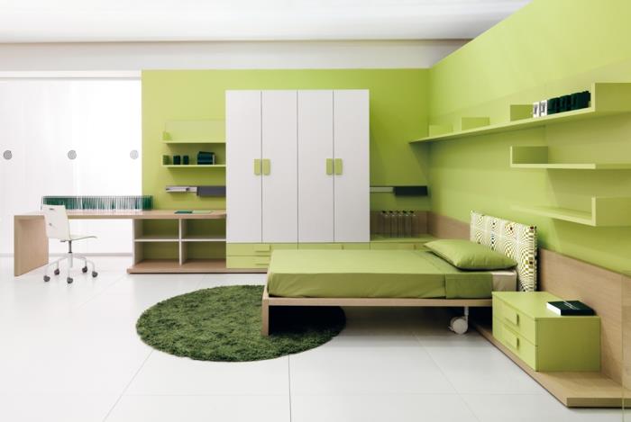 έγχρωμοι τοίχοι πράσινο χρώμα τοίχου σχεδιασμός δωματίων νεολαίας