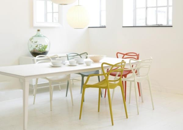 χρωματικές αντιθέσεις καρέκλες κουζίνας σχεδιασμός κλασικά