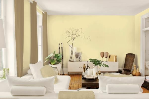 παλέτα χρωμάτων τοίχου χρώματα σαλόνι βαφή τοίχων κίτρινα παστέλ χρώματα