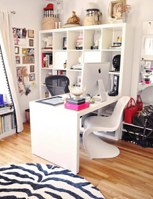 ωραίες ιδέες γραφείου στο σπίτι κομψό λευκό πλαστικό καρέκλα