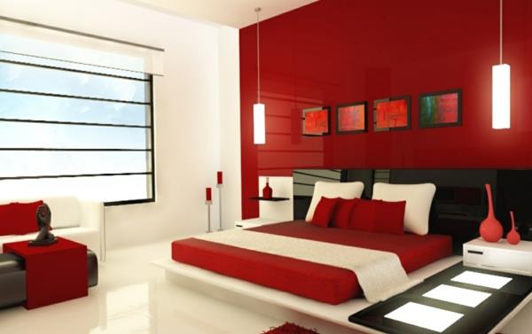 έπιπλα κρεβατοκάμαρας feng shui χρώματα κόκκινο κρεβάτι feng shui