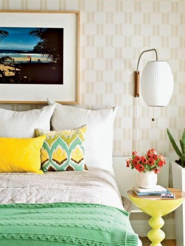 κανόνες feng shui υπνοδωμάτιο επίπλωση χρώματος ιδέες κίτρινο πράσινο