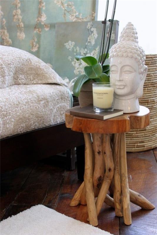 υπνοδωμάτιο με φενγκ σούι επίπλωση επιτραπέζιο ξύλινο άγαλμα του Βούδα