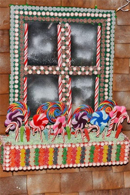 διακόσμηση παραθύρων για τα χριστουγεννιάτικα γλυκά καραμέλες γλυκά