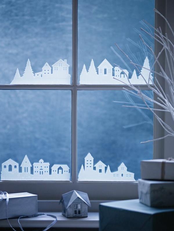 διακόσμηση παραθύρων χριστουγεννιάτικες ιδέες χειροτεχνίας για χριστουγεννιάτικα παράθυρα αυτοκόλλητα σπίτια