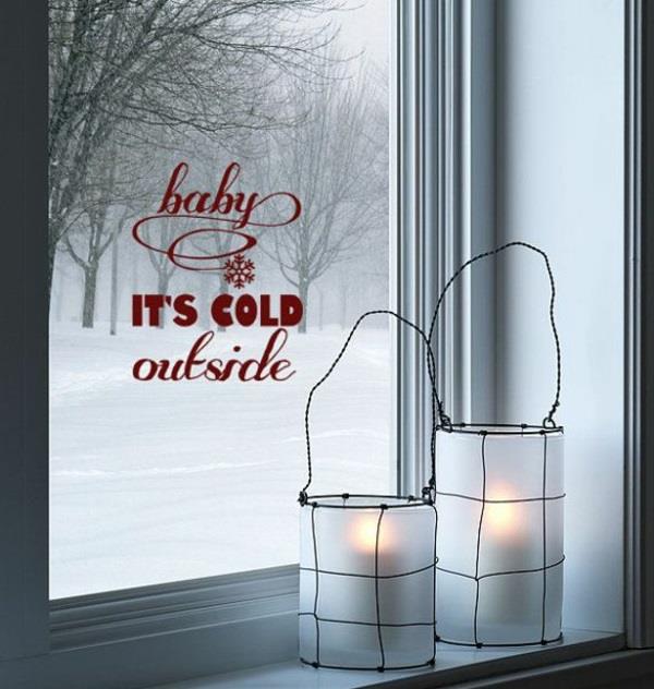 διακόσμηση παραθύρων Χριστουγεννιάτικες ιδέες χειροτεχνίας για χριστουγεννιάτικα αυτοκόλλητα παράθυρα φαναράκια
