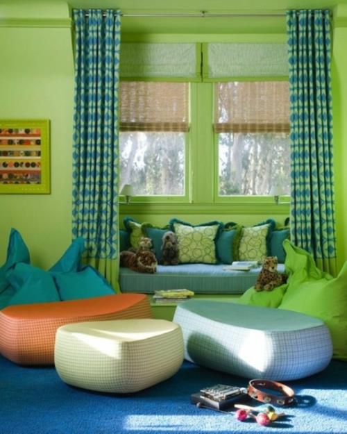 καθιστικό παιδικό δωμάτιο πράσινοι τοίχοι